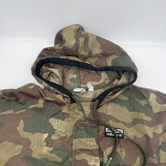 Adidas Jacket Women XS Camo Windbreaker Cropped Hooded Oversized Lightweight - Picture 7 of 15